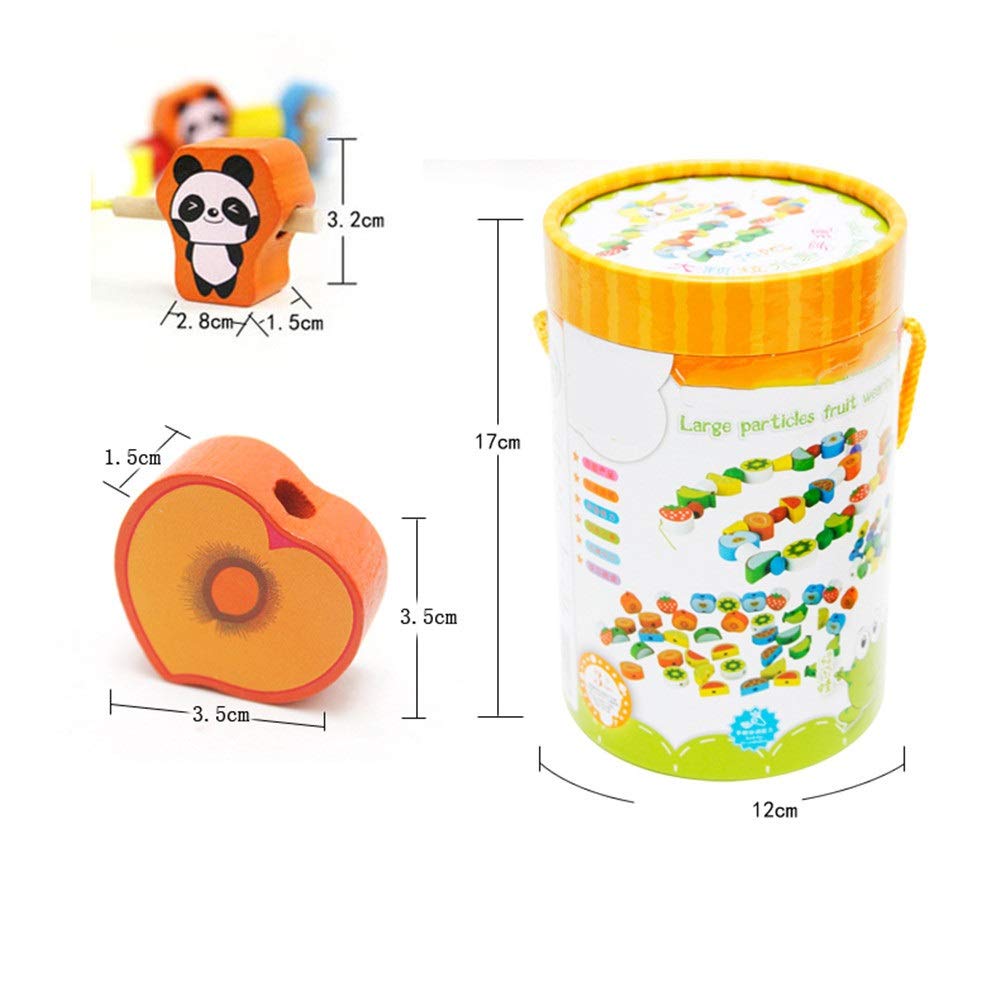 Amazon.co.jp: 積み木 ひもでつなぐおもちゃ木製の動物とフルーツ